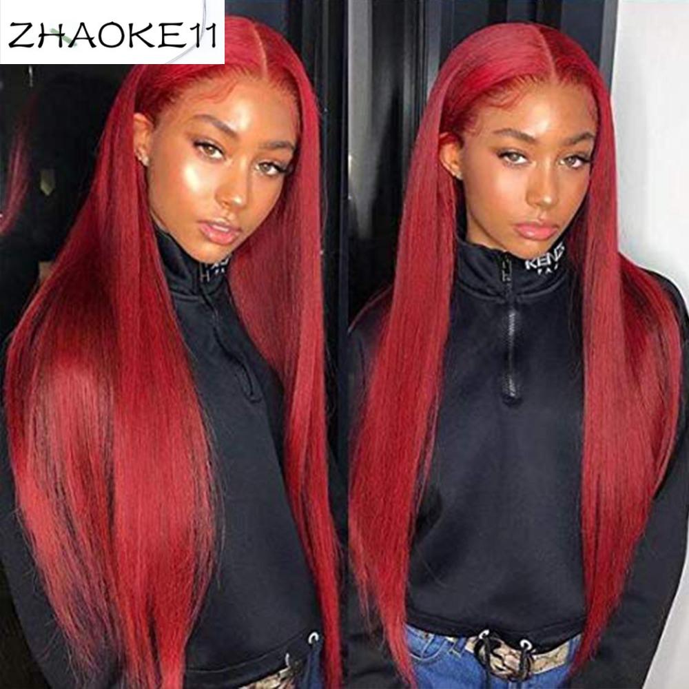 Red Lace Front Human Hair Wigs Red Human Hair Wig 99J 360 Lace Frontal